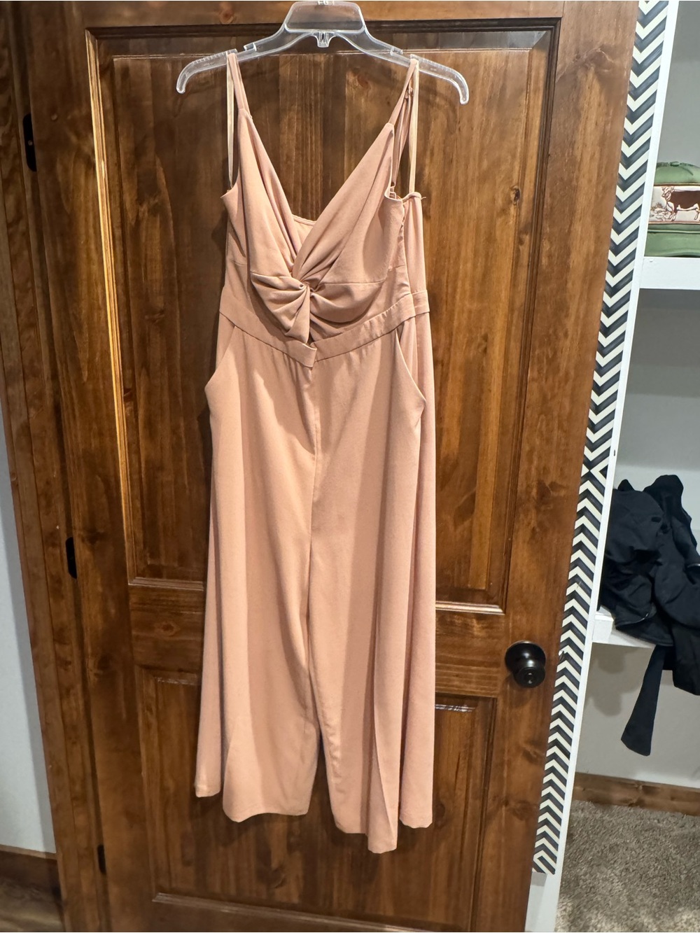 Twist-Front Wide Leg Jumpsuit in Blush
